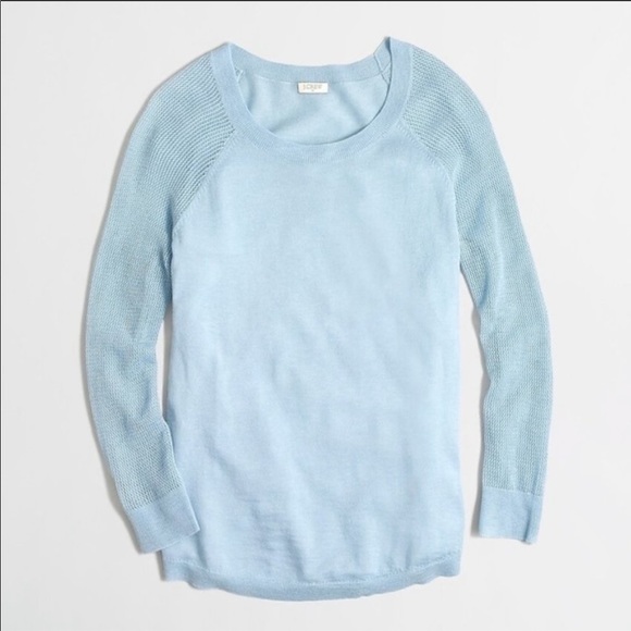 J. Crew Sweaters - J. Crew Merino Wool Blend Mesh Sleeve Blue Sweater